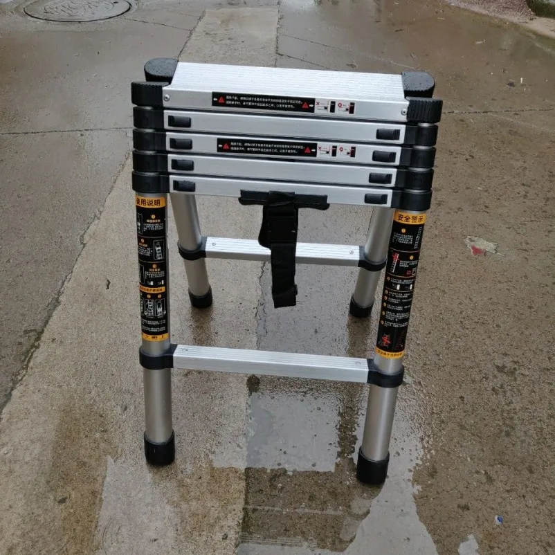 Thickened Aluminum Alloy Folding Telescopic Ladder 6 Steps Portable Fork Ladder Double-sided Lift Car