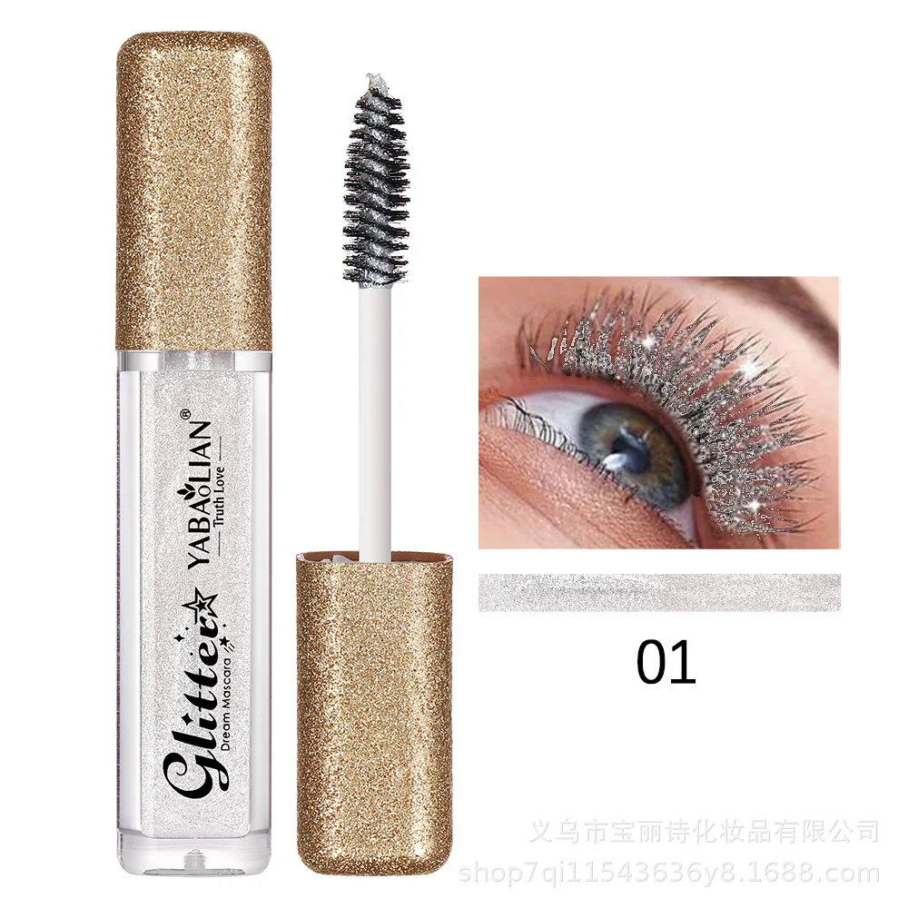 Máscara de pestañas con purpurina de color diamante, maquillaje de ojos nacarado para mujeres, máscara gruesa rizada, Cosméticos Coreanos impermeables, belleza