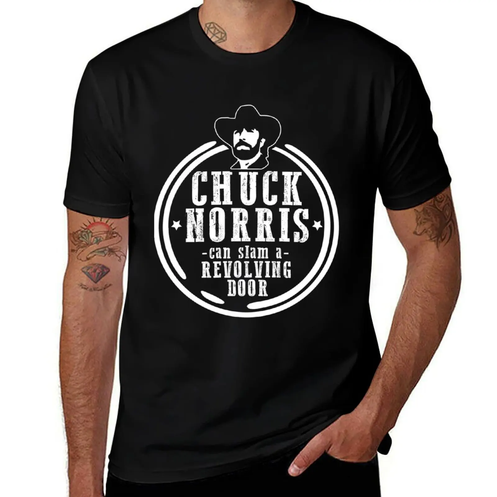 Chuck Norris Can Slam A Revolving Door T-Shirt Relaxed Fit Casual Short Sleeve Top T-Shirt