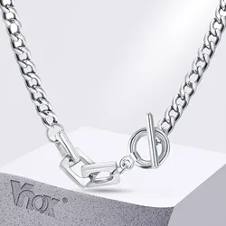 Vnox Bold Stainless Steel Square Links Charm Pendant Necklaces for Men Women with Toggle Clasp, Never Fade Unisex Cuban Collar