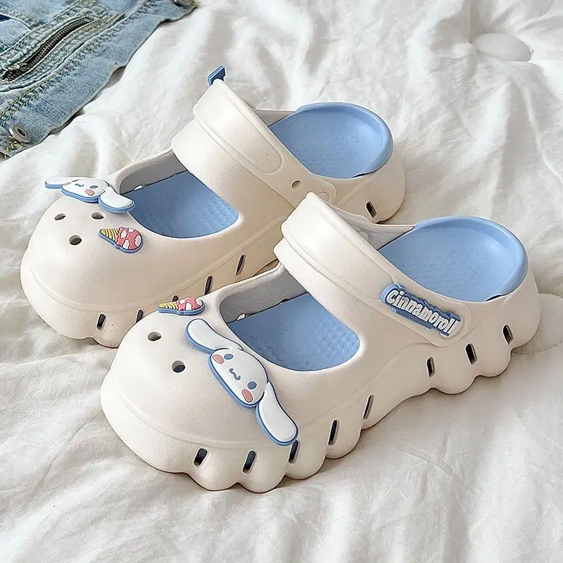 Sweet Kuromi Toe Cap Sandals Anime Cartoon Cinnamoroll My Melody Anti-Slip Thick Sole Slippers Summer Beach Shoes House Slippers