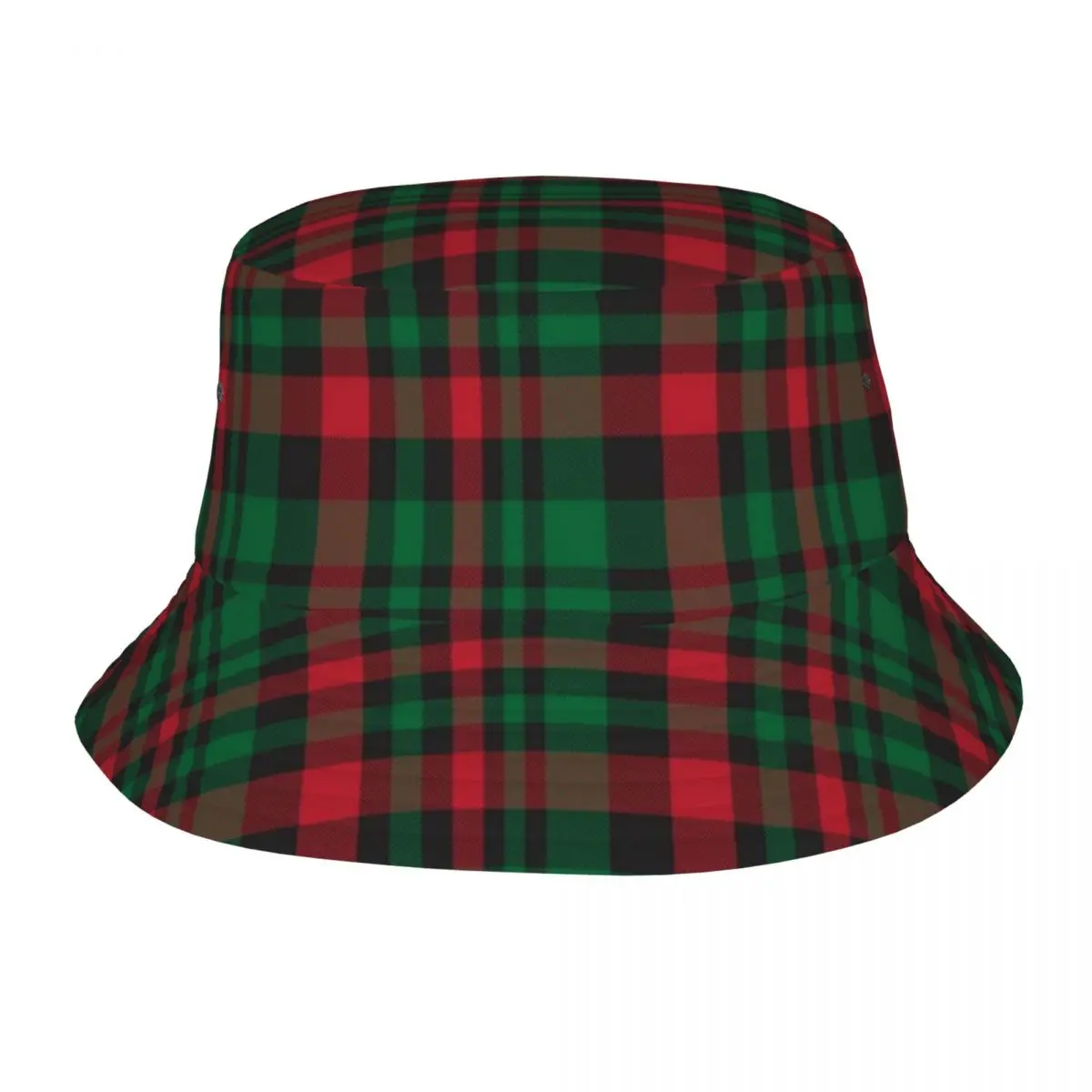 

Summer Christmas Plaid Checkered Tartan Pattern Bucket Hat Bob Fisherman hat Outdoor Travel Sun Visor Fashion Panama