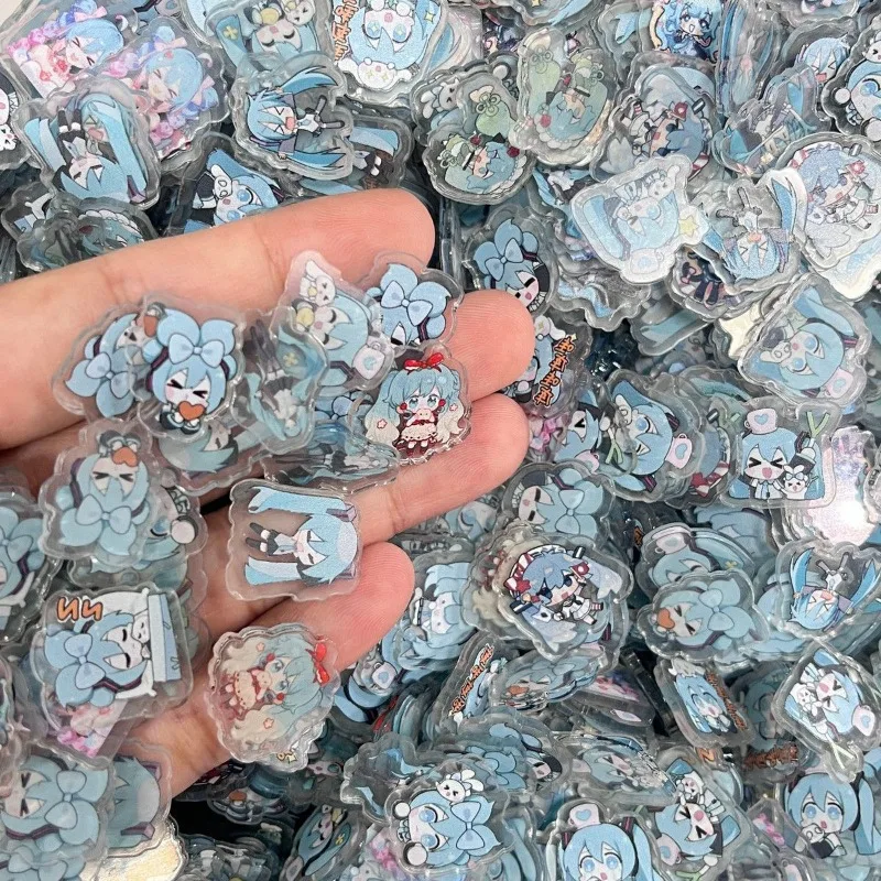 50 stücke Hatsune Miku Animation Kawaii 1-2 CM Mini Gemischte Handgemachte DIY Acryl Tabletten Nette Dekorative Nagel Aufkleber geschenk Großhandel