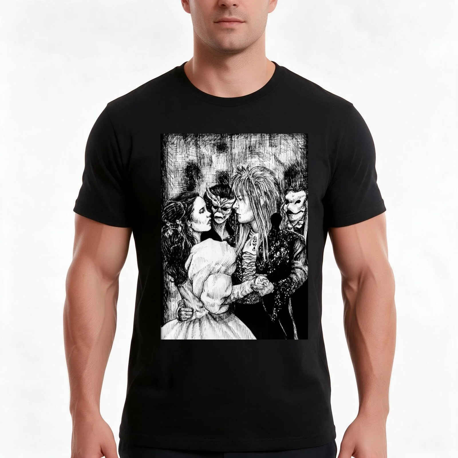 Labyrinth masquerade ball T-Shirt, Cool Short Sleeve T Shirt, Loose Casual Summer Unisex Top
