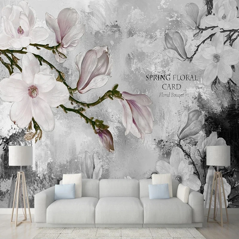 

Custom 3D Wallpaper Hand-painted Magnolia Flower Oil Painting Abstract Mural Wall Paper Sticker For Living Room Home Decoration