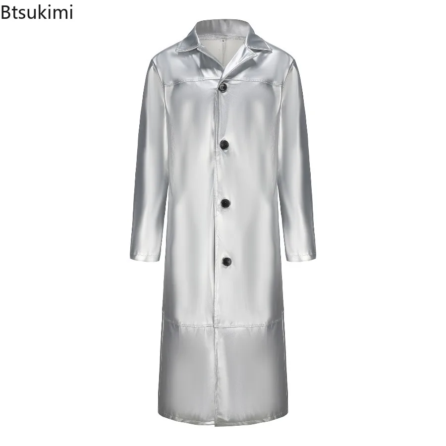 New Spring Autumn Men's Trend Solid Leather Jackets Extended PU Leather Coats Slim Korean Streetwear Men Moto Biker Punk Jackets