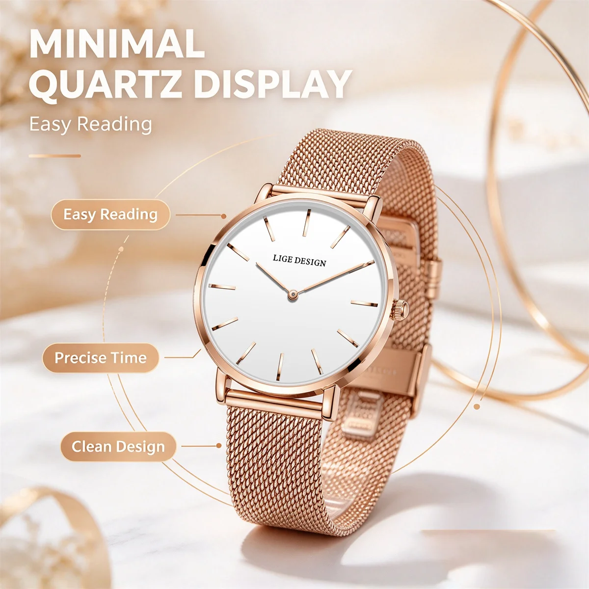 LIGE New Women Dress Quartz Watch Best Selling Women Watches for Women Luxury Brand Simple Elegant Waterproof Watch Dropshipping