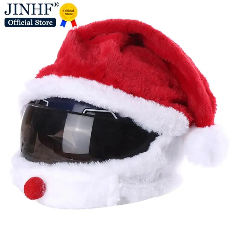 Santa Claus Helmet Cover Plush Christmas Hat for Motorcycle Helmet Happy New Year Party Supplies Xmas Cosplay Accessoories