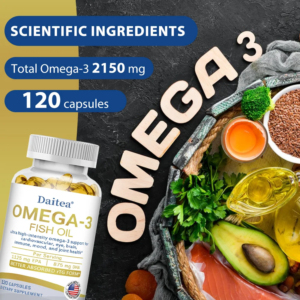 OMEGA-3 Fish Oil Capsules, Ultra-High Strength Omega-3s, Support Cardiovascular, Eye, Brain, Immune, Mood, and Joint Health