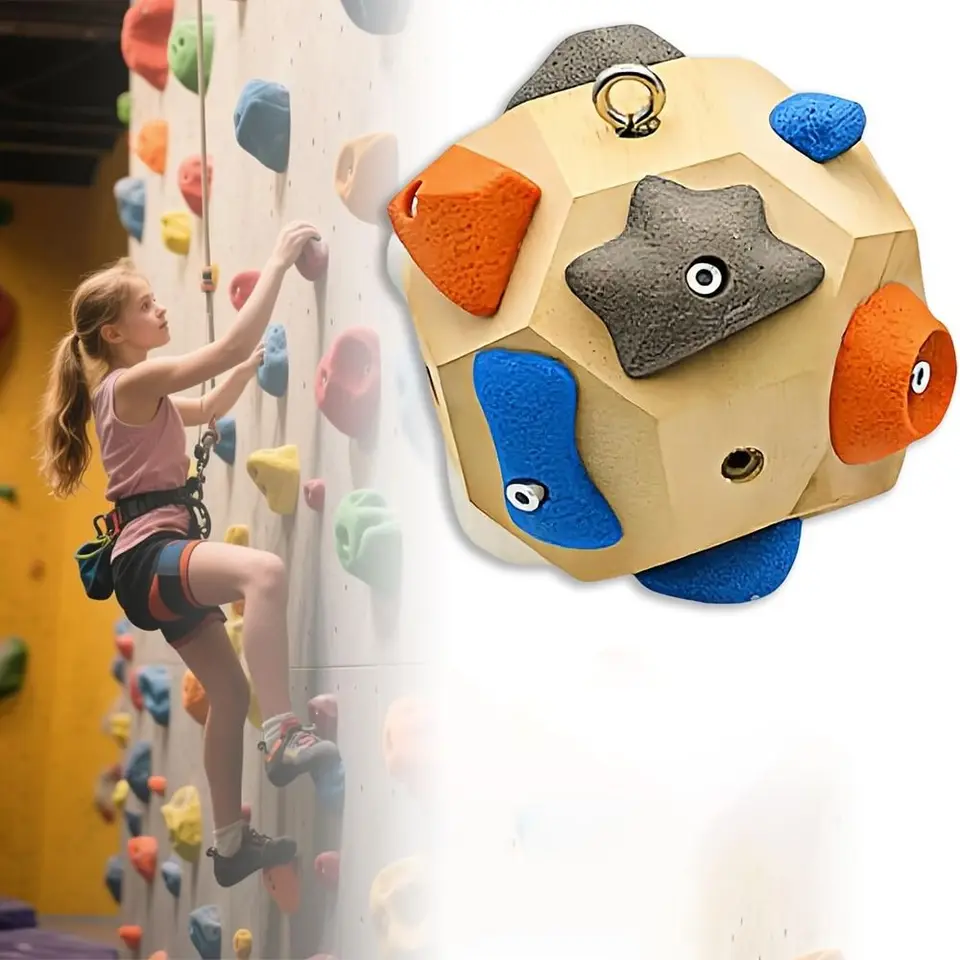 Bola De Roca Para Escaladores – Bloque 3D Con Presas De Resina – Entrenamiento De Dedos – Portátil – Incluye 12 Presas Y Llave Allen