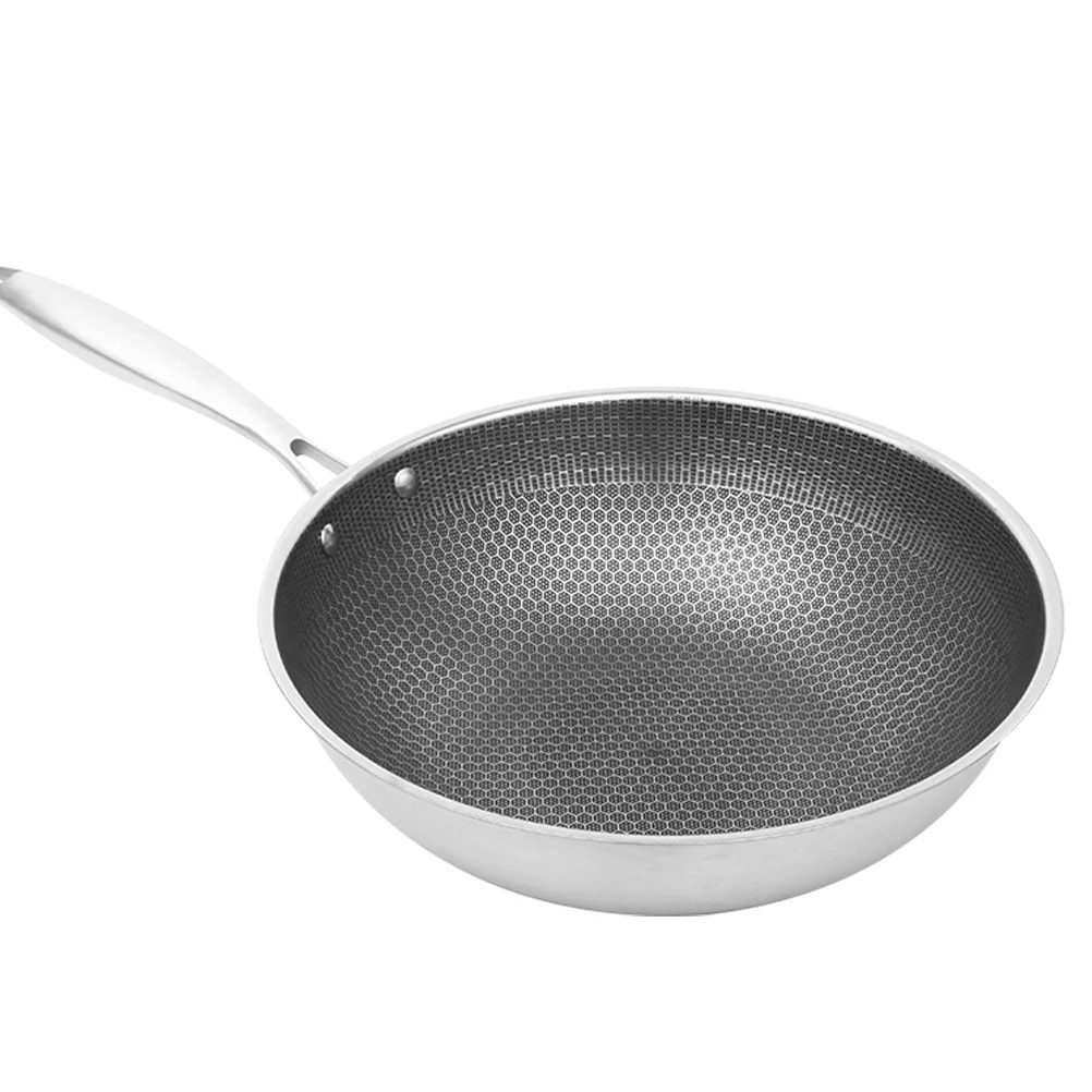 

Stainless Steel Wok Kitchen Supply Heavy Duty for Stoves Skillet Gas Everyday Pan with Handles Chinese Work Electric Lid