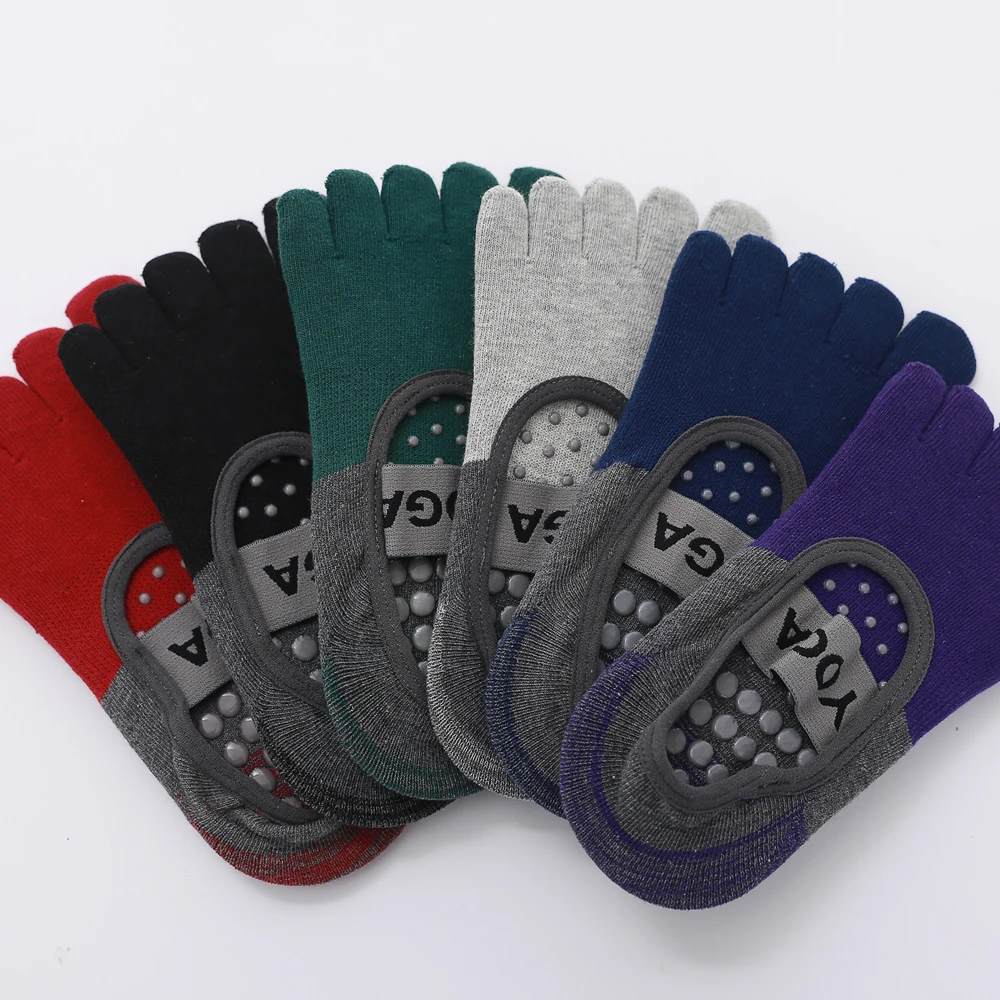 High Quality Breathable Yoga Socks Women Silicone Non-Slip Five Finger Pilates Socks Ballet Dance Fitness Workout Cotton Socks