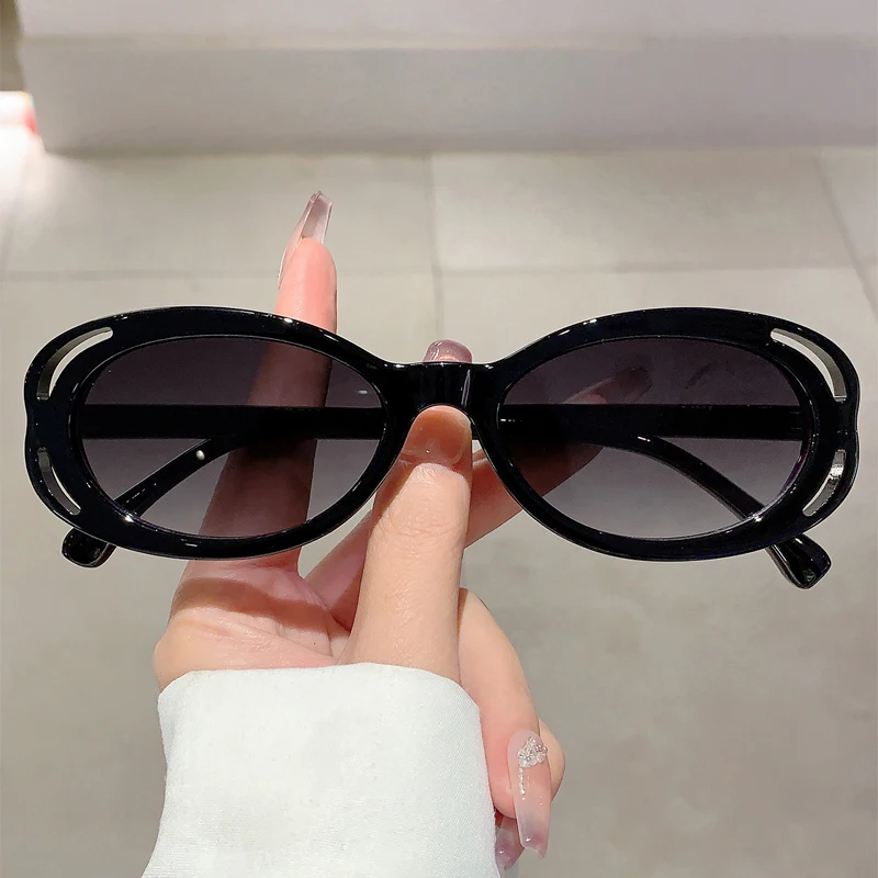 KAMMPT Vintage Oval Sunglasses Women Stylish Retro Gradient Eyewear Trendy Luxury Brand Designer UV400 Sun Shades for Party