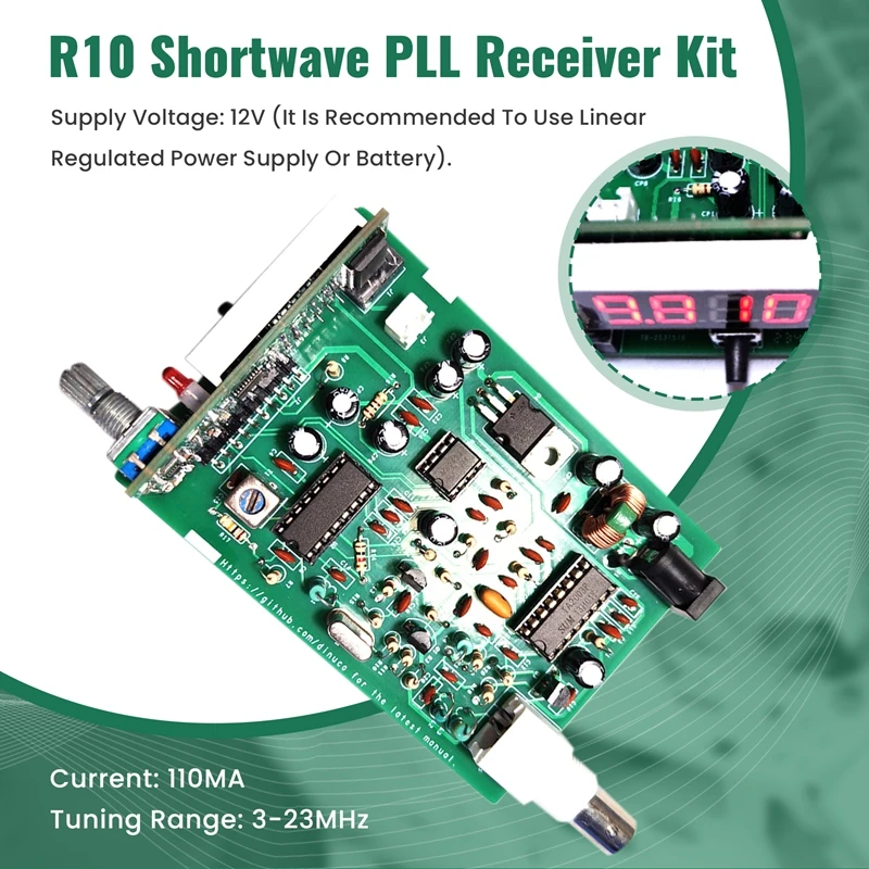 GIGI 3-23Mhz AM Radio Penerima Gelombang Pendek Gelombang Pendek Sinyal Siaran PLL Menerima Kit DIY Frekuensi Tampilan Digital LED