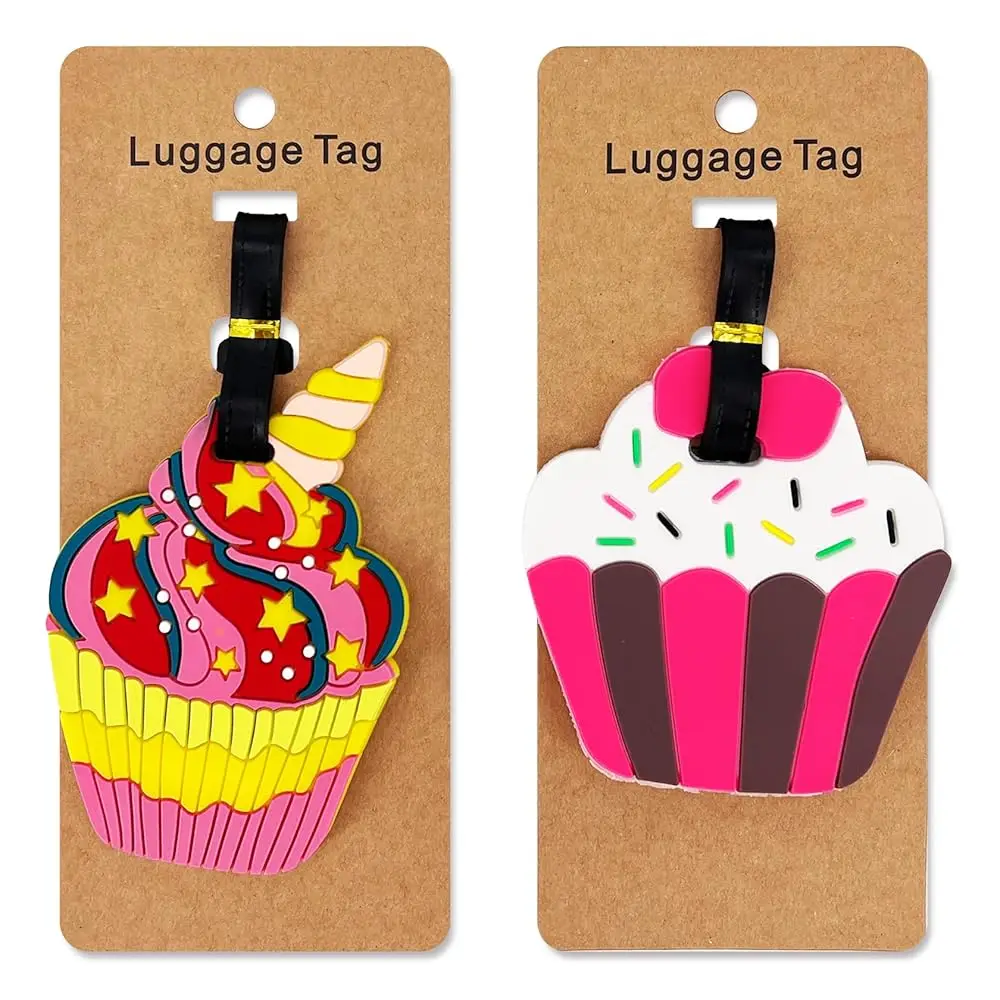 

Cake 2 Pack Silicone Luggage Tag Baggage Handbag School Bag Suitcase Tags Cute Cruise ID Lable Identifiers