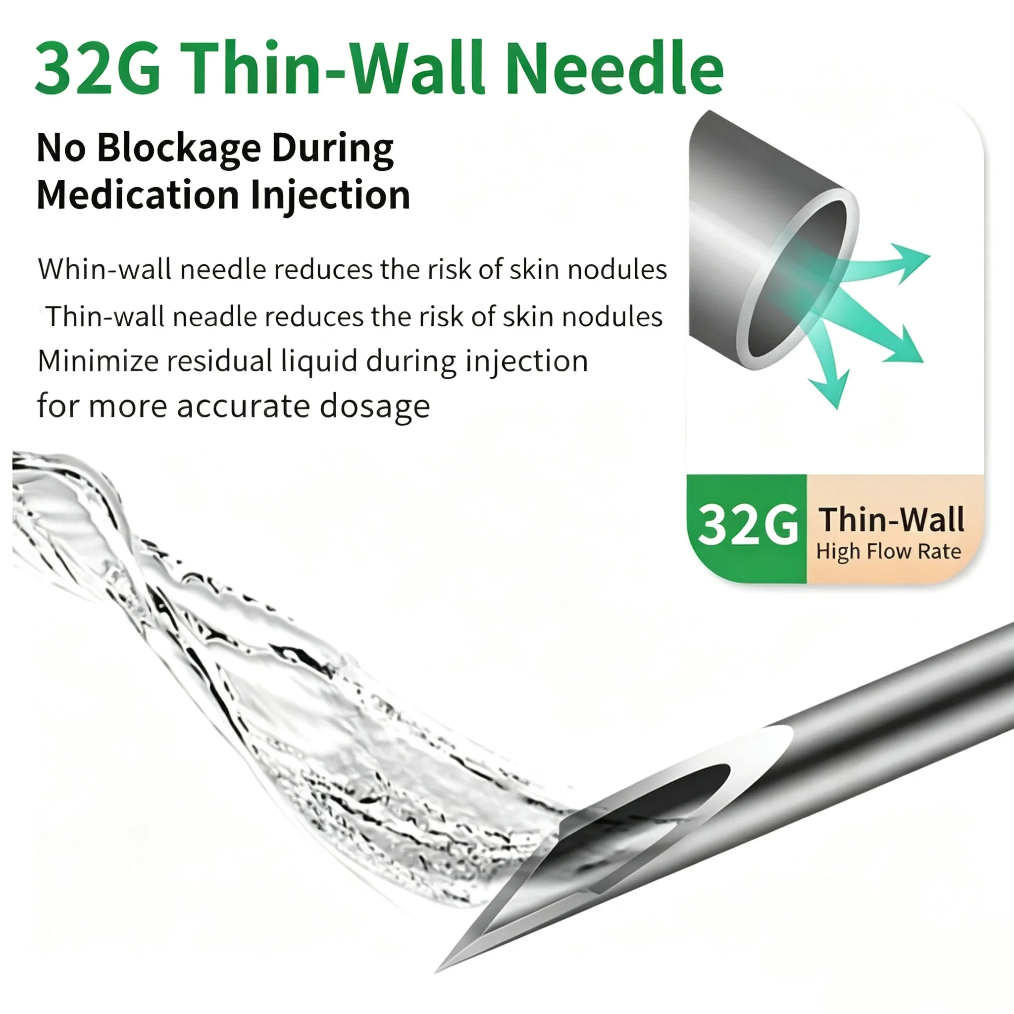 100 Stück Pen-Nadeln für Insulin-Injektionen - 4/5/6/8mm, Universell passend für Insulin-Pens, Zubehör für Blutzuckermanagement – Detail 4