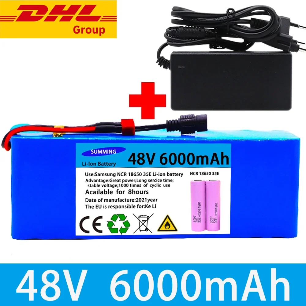 

New Powerful 48V 9000mAh 1000w 13S3P XT60 9Ah Li-ion Battery for 54.6V Scooter Electric Bike with BMS Charger