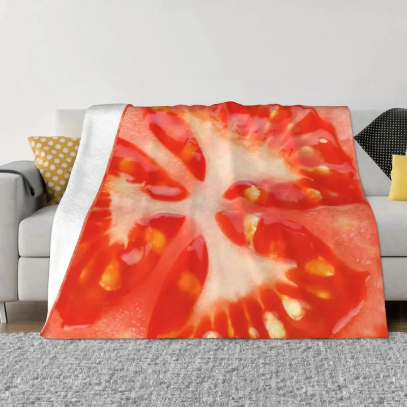 Tomato Knitted Funny Food Wool Throw Blankets Summer Air Conditioning Decoration Lightweight Bedspreads