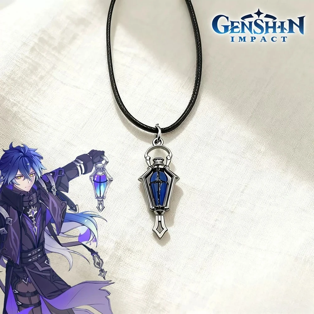 

Game Genshin Impact Cosplay Kyryll Chudomirovich Flins Necklace Blue Lantern Couple Choker Jewelry Halloween Accessories