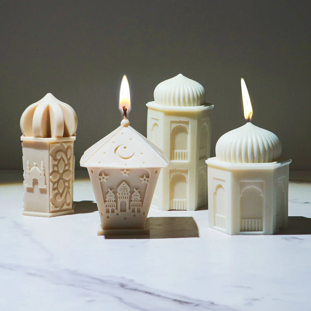 

Ид аль-фитр замок свеча силиконовая форма геометрия арабская архитектура форма для свечей DIY гипсовая смола инструмент религиозное украшение