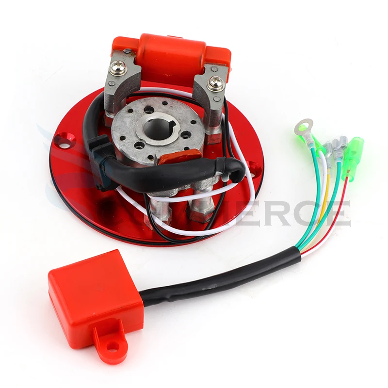 Motorcycle Red Ignition Rotor Magneto Coil Stator Kit For ATV Pit Dirt Bike Quad Bike 50cc-150cc Horizontal Engine Accessories