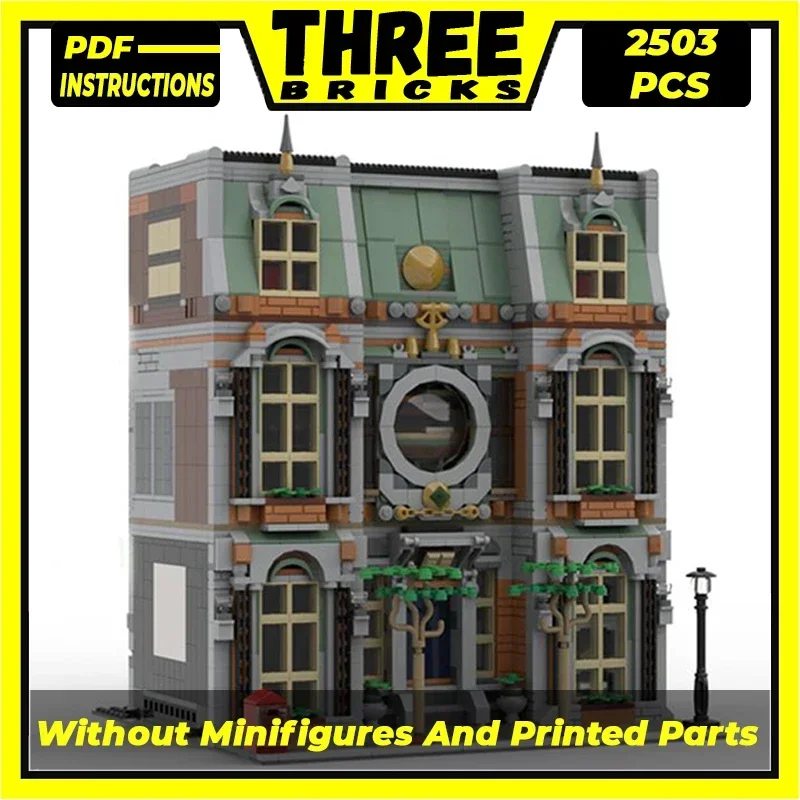 Technical Moc Bricks Street View Model Downtown Library Modular Building Blocks Gifts Toys For Children DIY Sets Assembling