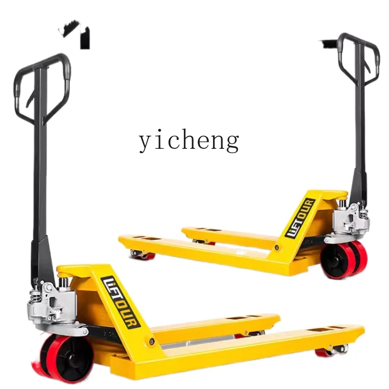 YY Heavy Duty Trailer Forklift Manual Hydraulic Truck Hand Push Oil Pressure Forklift Tray Trailer