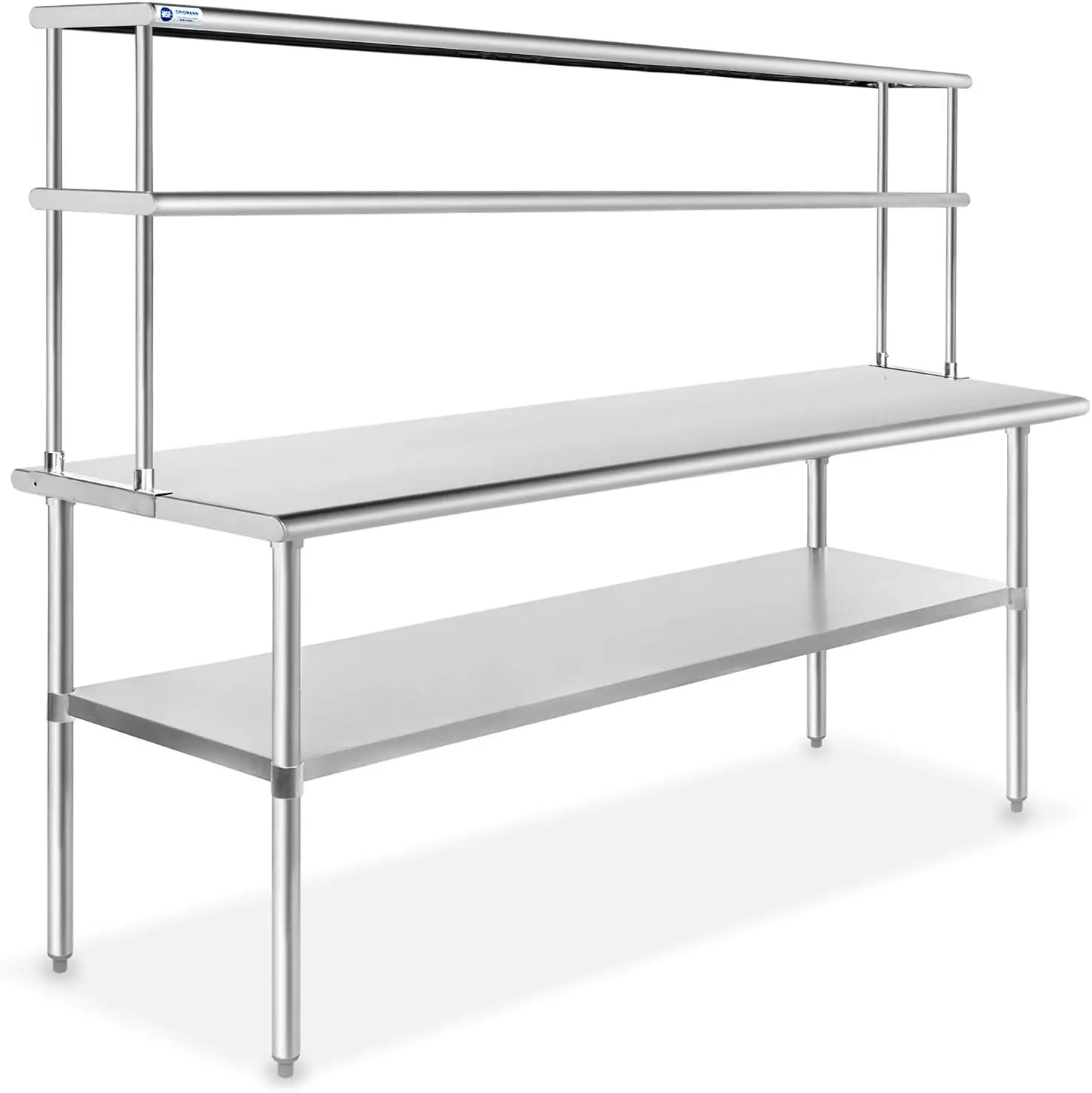 NSF Stainless Steel Commercial Kitchen Prep & Work Table Plus A 2 Tier Shelf - 72 in. x 12 in.