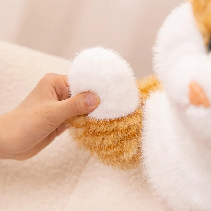 Lebensechte liegende Katze in 3 Farben, Plüschtier, weiches Stofftier, süße Plüschpuppe, liegend, lustiges Kätzchenkissen mit langen Armen, als Geschenk für Mädchen – Detail 11