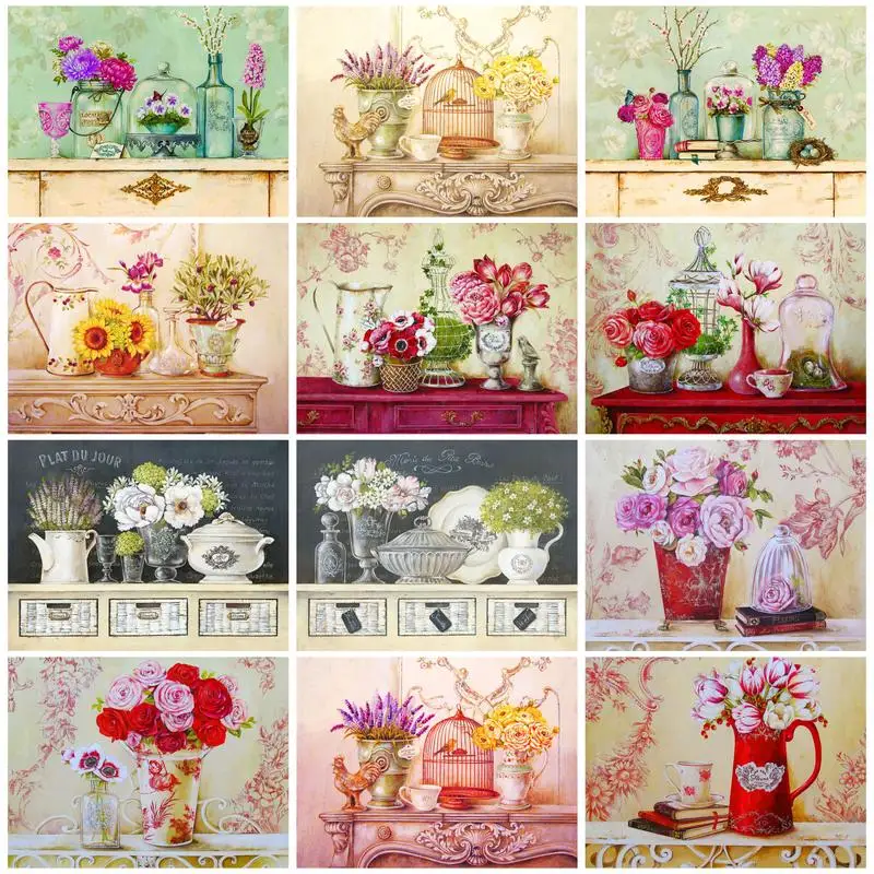 

RUOPOTY painting by numbers flowers dresser Picture Paint For Adults Artwork Unique gift