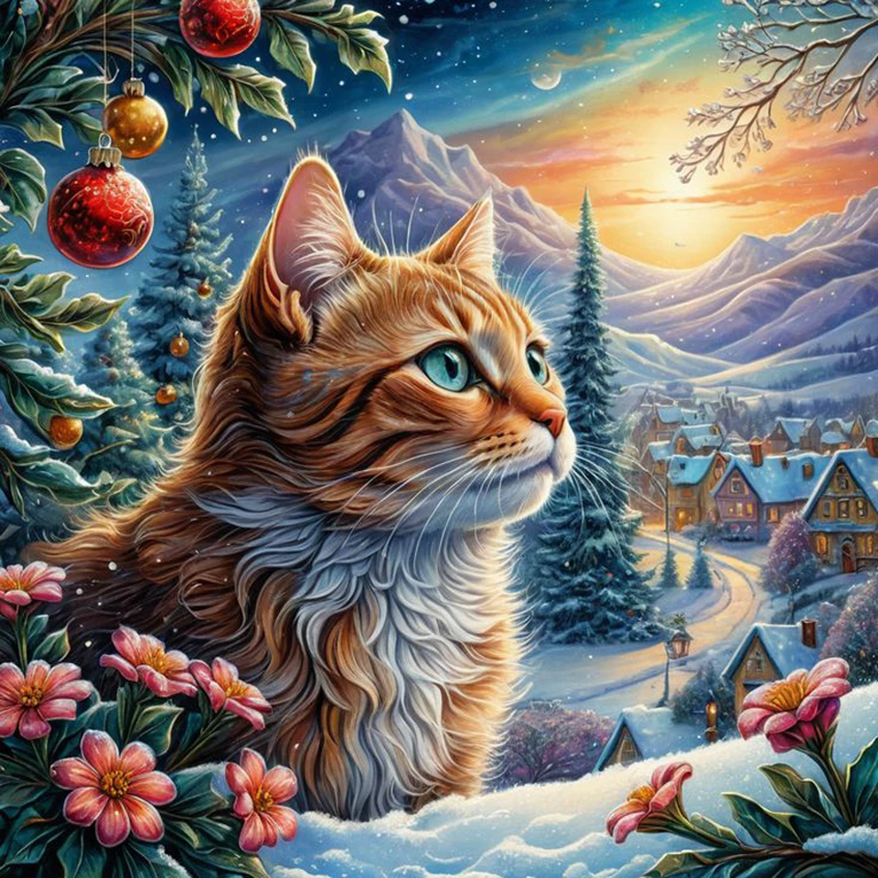 

Новые поступления алмазная живопись кошка полный квадратный круглый зимний пейзаж мозаика животное 5D DIY Рождественский подарок ручной работы