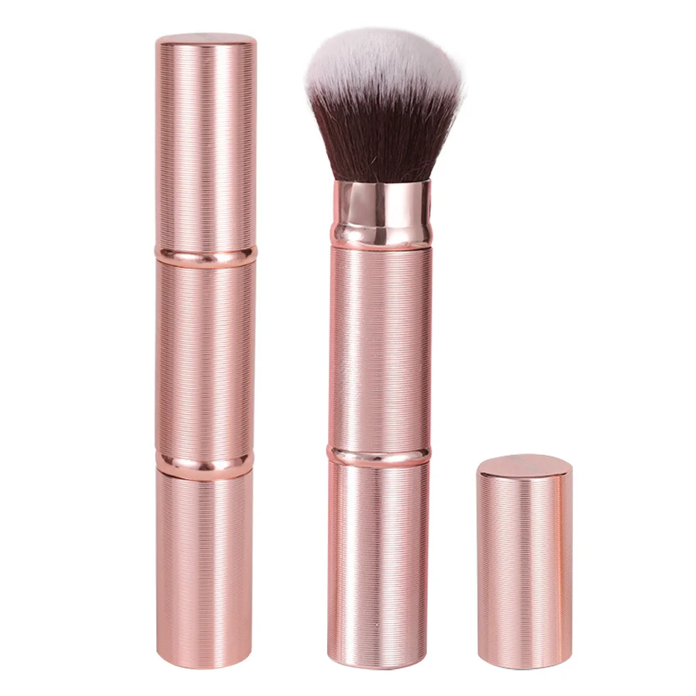 

2Pcs Makeup Brush Dual Ended Retractable Portable Compact Foundation Blush Brush for -Ups with Protective Cap