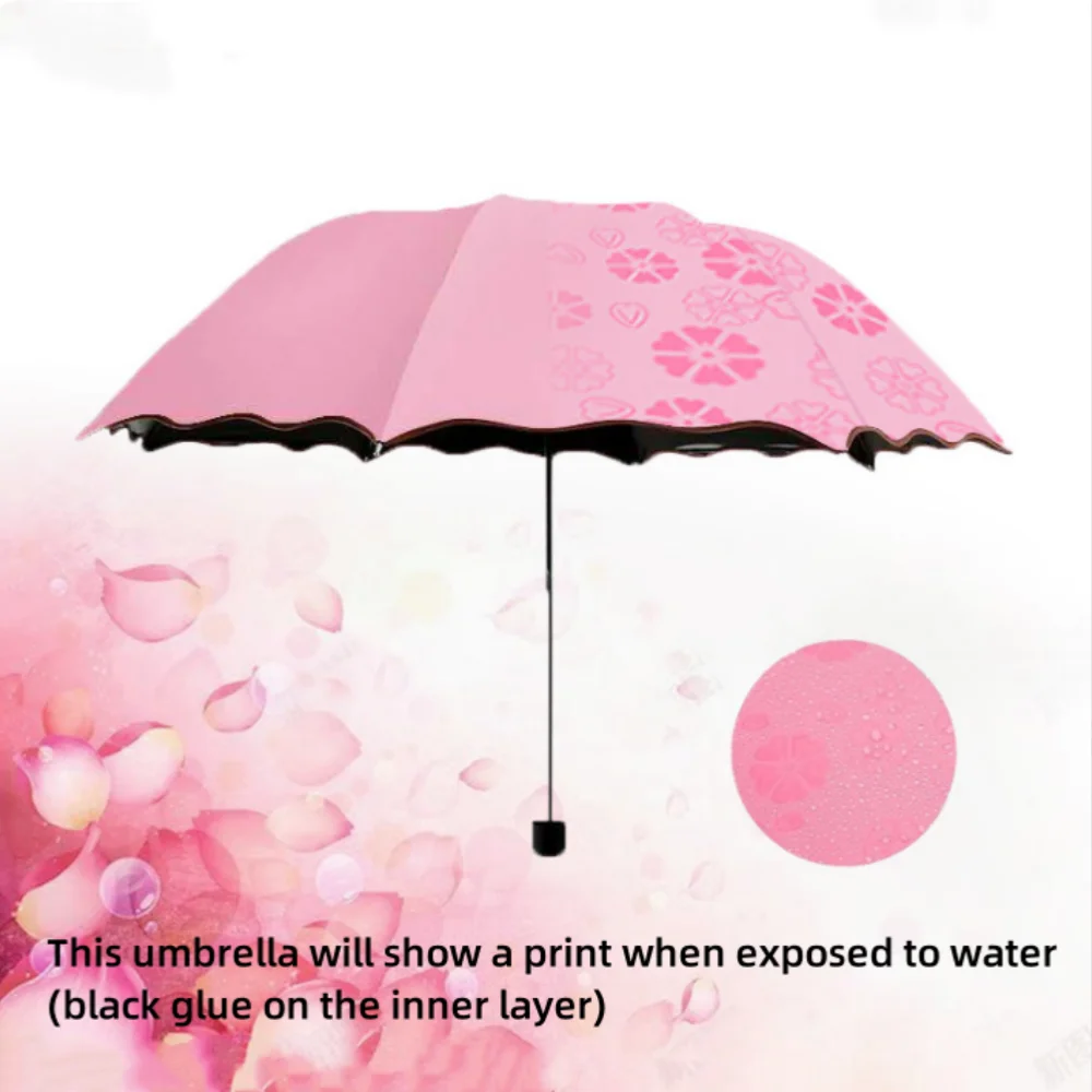 Magic Folding Umbrella with Rainwater Pattern Windproof and Sunshade Umbrella Outdoor Sports UV Protection Umbrella