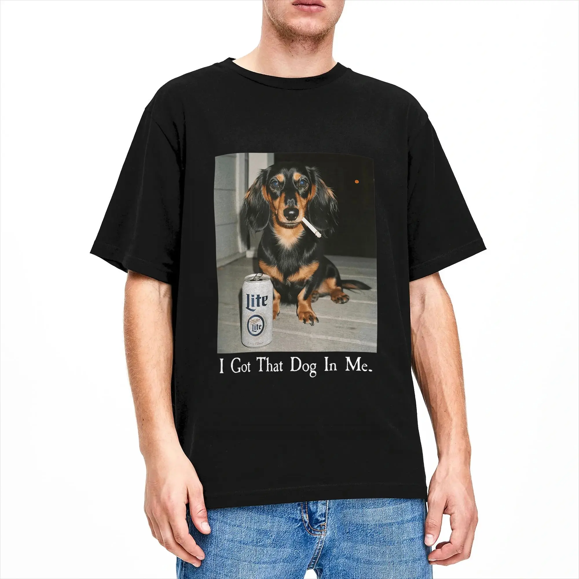 Oversized T Shirt Funny I Got That Dog in Me Dachshund Weiner Dog Smoking Meme T Shirt Pure Cotton T Shirts Fashion