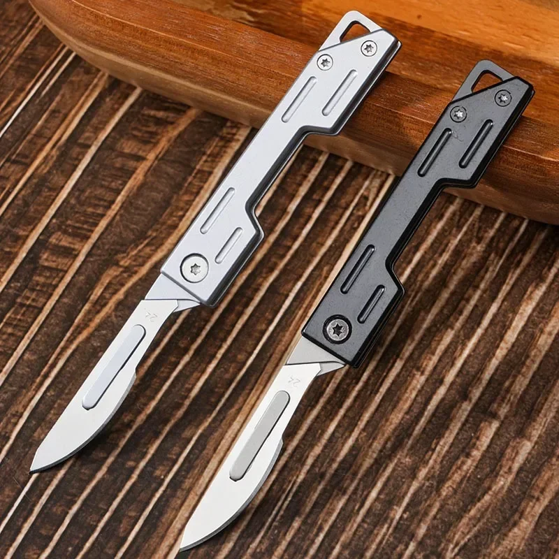 

Portable Folding Pocket Knife with Stainless Steel Replaceable Blade Keychain Accessories, Outdoor Camping Travel Cutting Tool