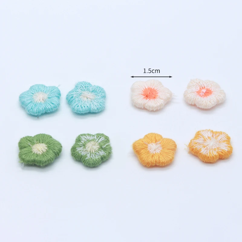 50 Stuks 15Mm Mini Multicolor Wol Breien Pruimenbloesem Bloem Voor Meisjes Pluche Haarspeld Kinderkleding Diy Decor accessoires