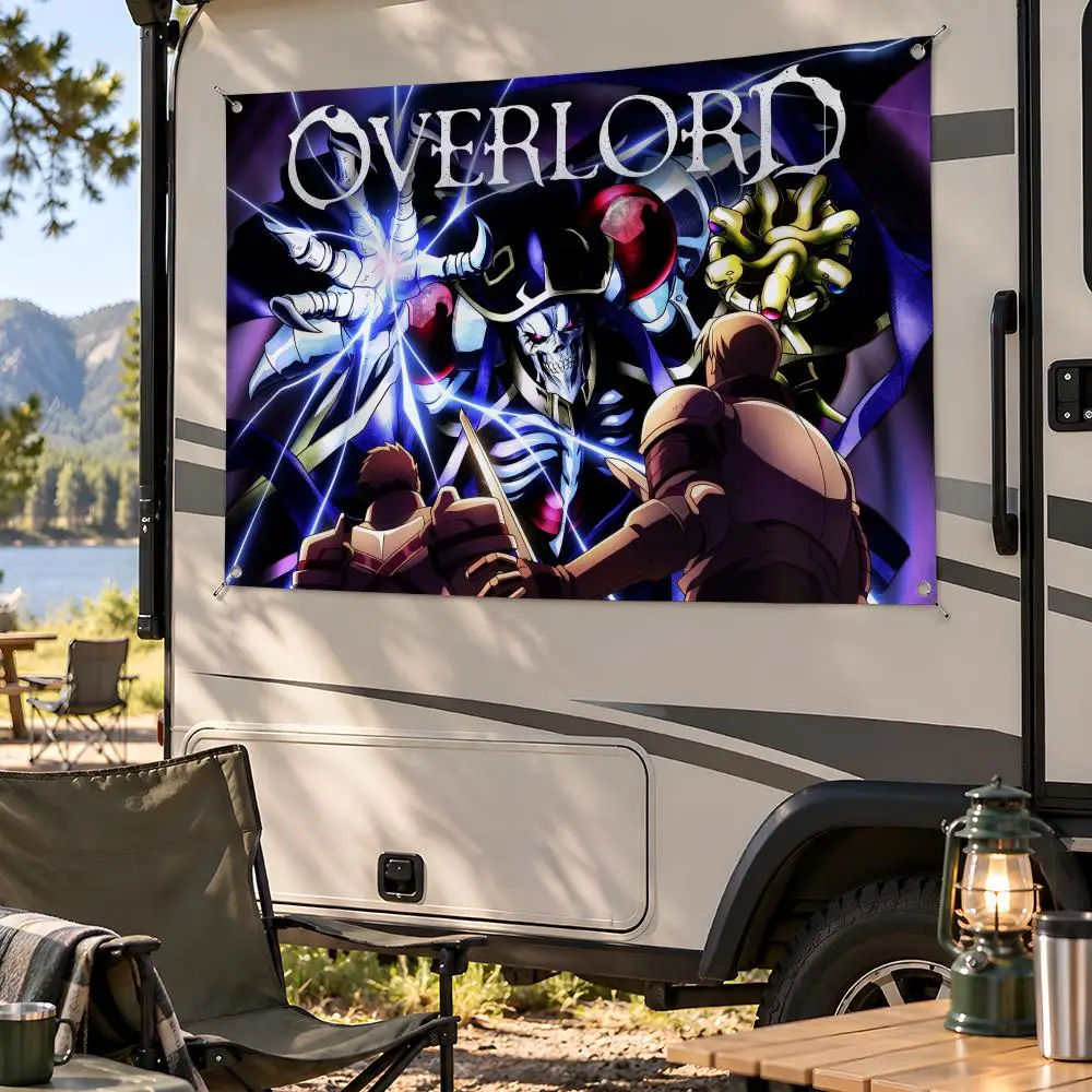 Anime Dark Fantasy Overlord Flags Fan Flag Banner Wall Hanging Outdoor Yard Camping Dorm Garage Party Home Decor Gift
