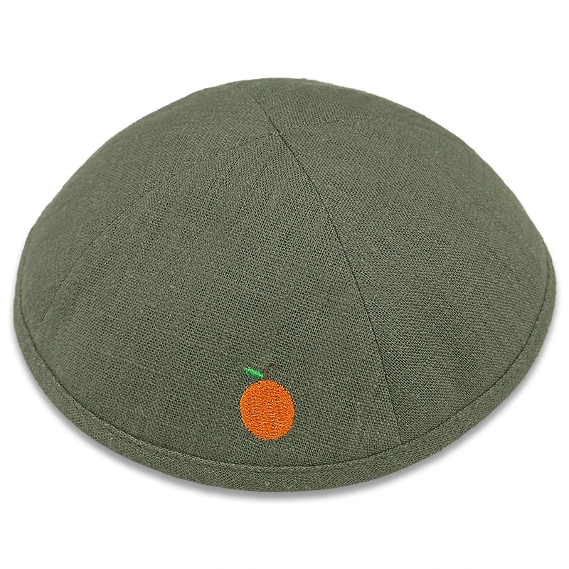 kahki green linen customized jewish kippot, wedding kippah , kippot, kipa, kippa, kippah, yarmulka,