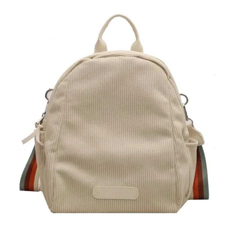 Zachte Corduroy Vrouwen Kleine Rugzak Veelzijdige College Stijl Reisrugzak Schooltas Effen Kleur Mochila Ipad Tas