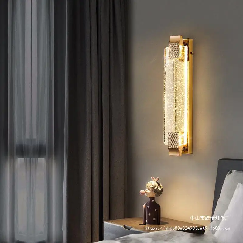 

Light luxury crystal wall lamp, living room TV, background wall lamp, bedroom bedside lamp, porch, star bubble crystal decorativ
