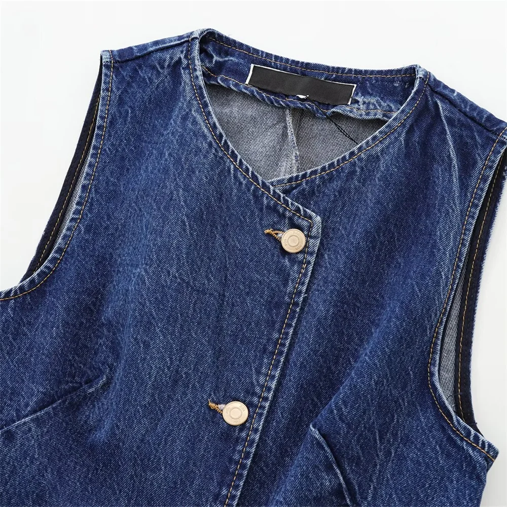 2024 autumn new women\'s clothing fashion temperament slim fit denim sleeveless design vest vest vest vest