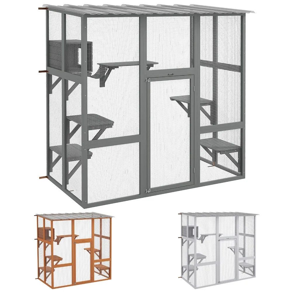 

Кошачья клетка-переходник Catio для окна, уличный вольер с платформами-мостиками