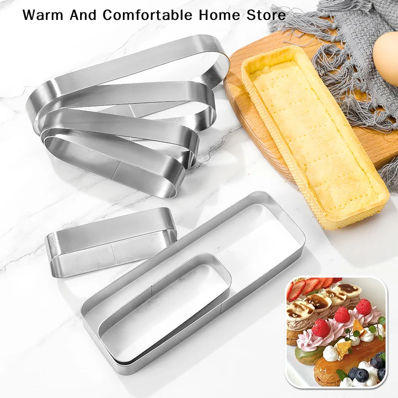 【SE】1pcs Stainless Steel Mousse Ring Rectangle Oval Cake Ring 4 Sizes Cookie Cutters Mousse Baking Mold Tiramisu Puff Bake Tools
