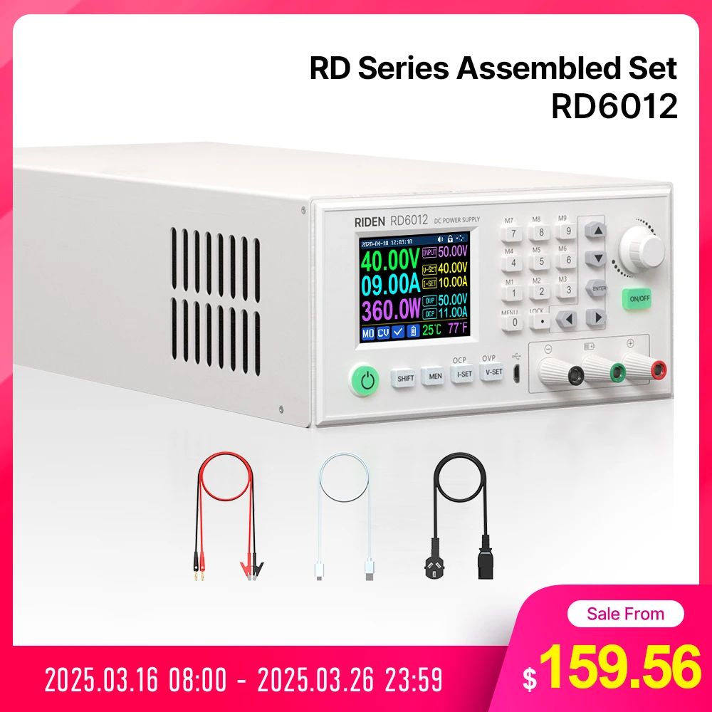 RD RD6012 Completed Set USB digital control AC to DC Adjustable Bench Variable Power Supply 60V 12A Battery Charging