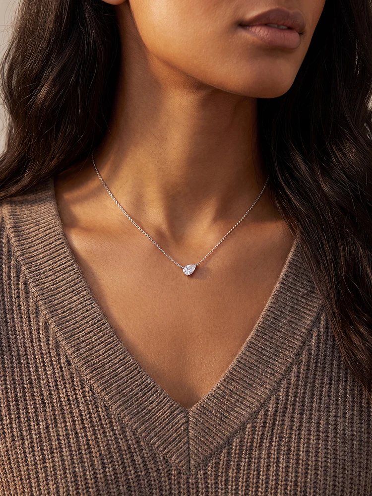 925 Sterling Silver Minimalism Water Drop Zircon Necklace For Women Anniversary Engagement High Quality Fine Jewelry