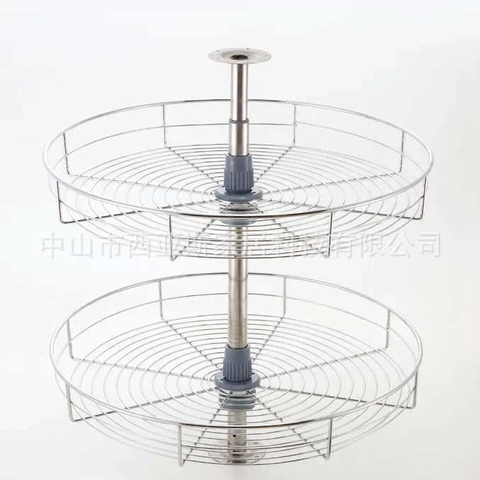 Cabinet corner turntable basket 360 degree turntable basket, floor cabinet corner pull basket, double-layer storage basket