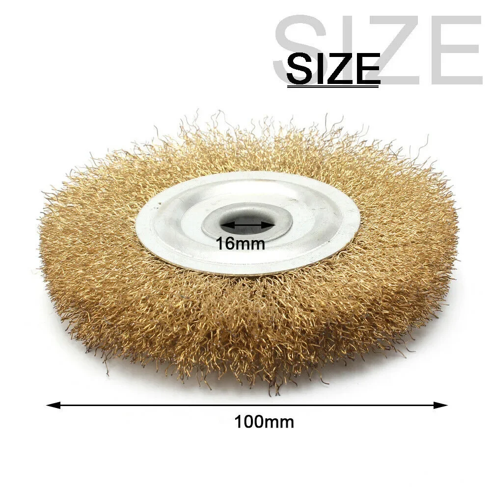 

Effective Brushing in Hard to Reach Areas Soft Flat Brass Copper Wire Brush Polishing Wheel Crimped 100/125/150/200/250mm