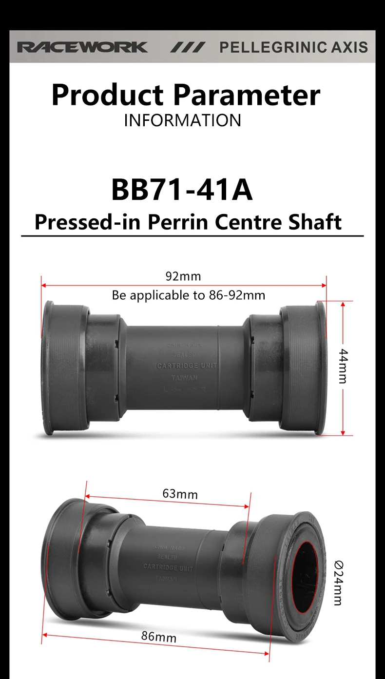 RACEWORK BB68/BB86 Fahrrad Tretlager MTB Rennrad Press Fit Lager BB 24mm Welle Kurbelgarnitur Teile – Detail 6