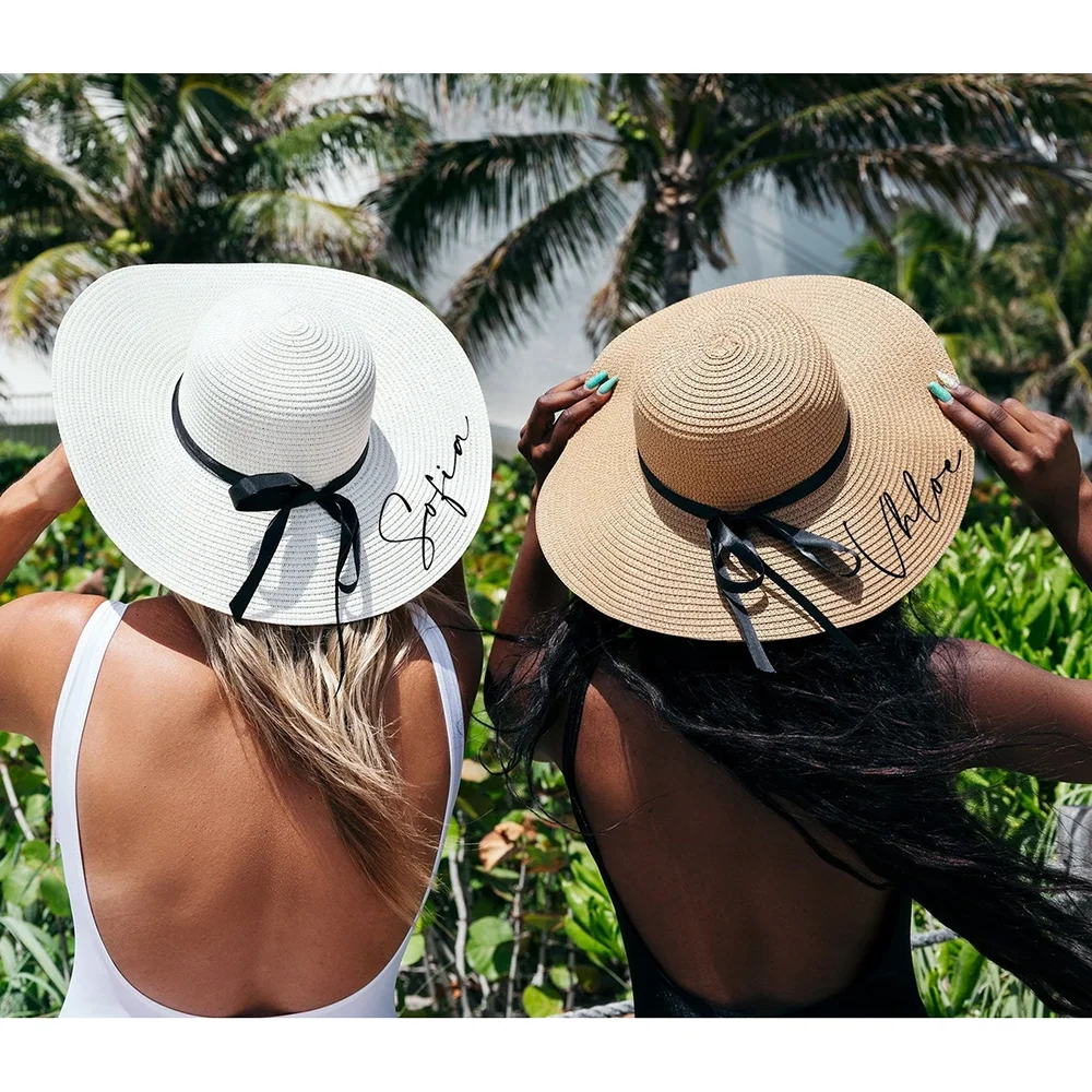 اسم مخصص 1 قطعة قبعة الشاطئ المرنة شاطئ الزفاف العروس فريق اكسسوارات البكالوريوس حفلة وصيفة الشرف تذكارية الزفاف دش هدية #1