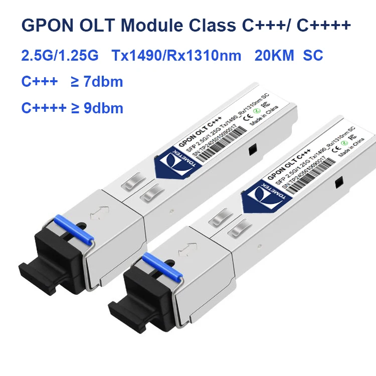 Módulo óptico de fibra de los transceptores 2.5G/1.25G GPON OLT C++++ Tx1490/Rx1310 9Dmb 20KM SC